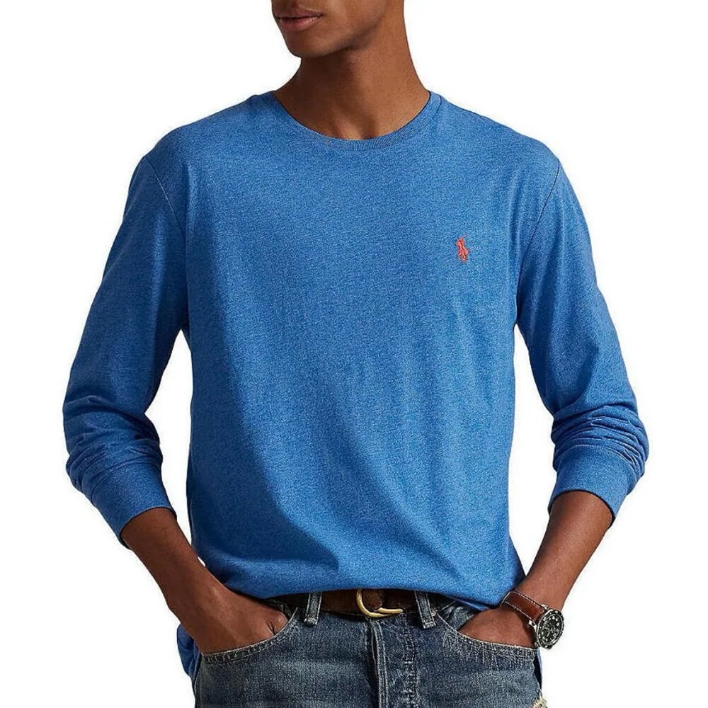 Polo by‎ Ralph Lauren Men’s Light Blue Long Sleeve Crewneck Tee Size X-Large
